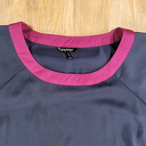 🔺️Daisy Fuentes Blue, Fuchsia, & Green Colorblock Shift Dress Large - Picture 3 of 8